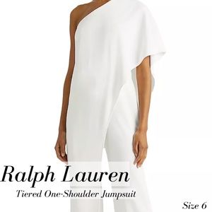 Ralph Lauren - Size 6 - White Tiered One Shoulder Jumpsuit - Worn Once